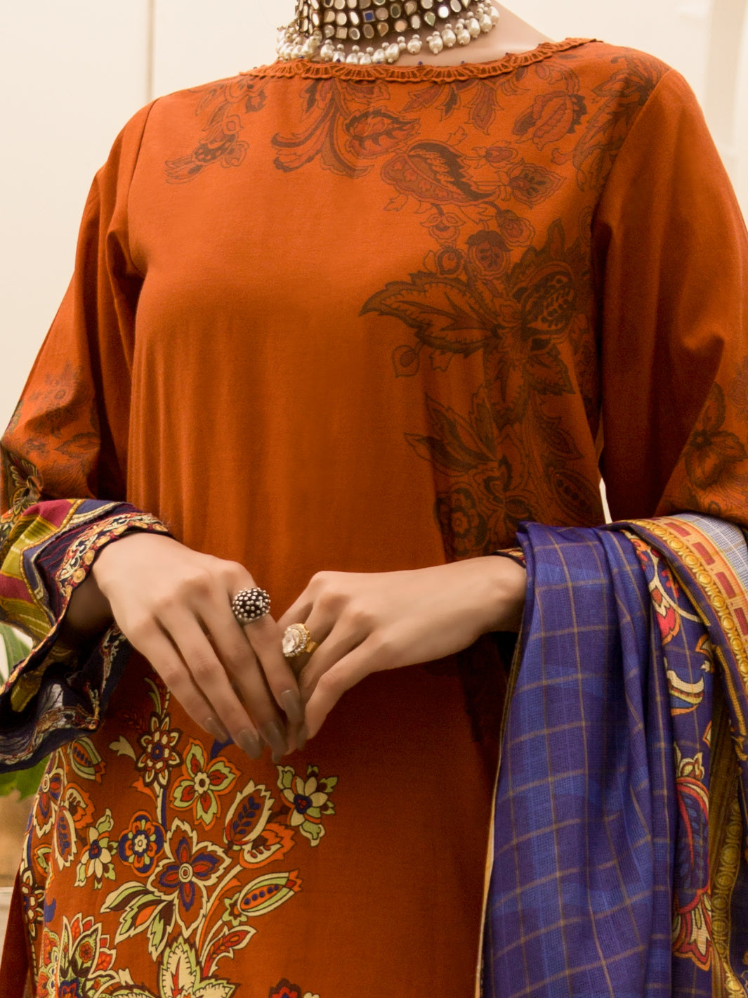 Terracotta Cambric 3 Piece Unstitched - ALP-3PS-1175