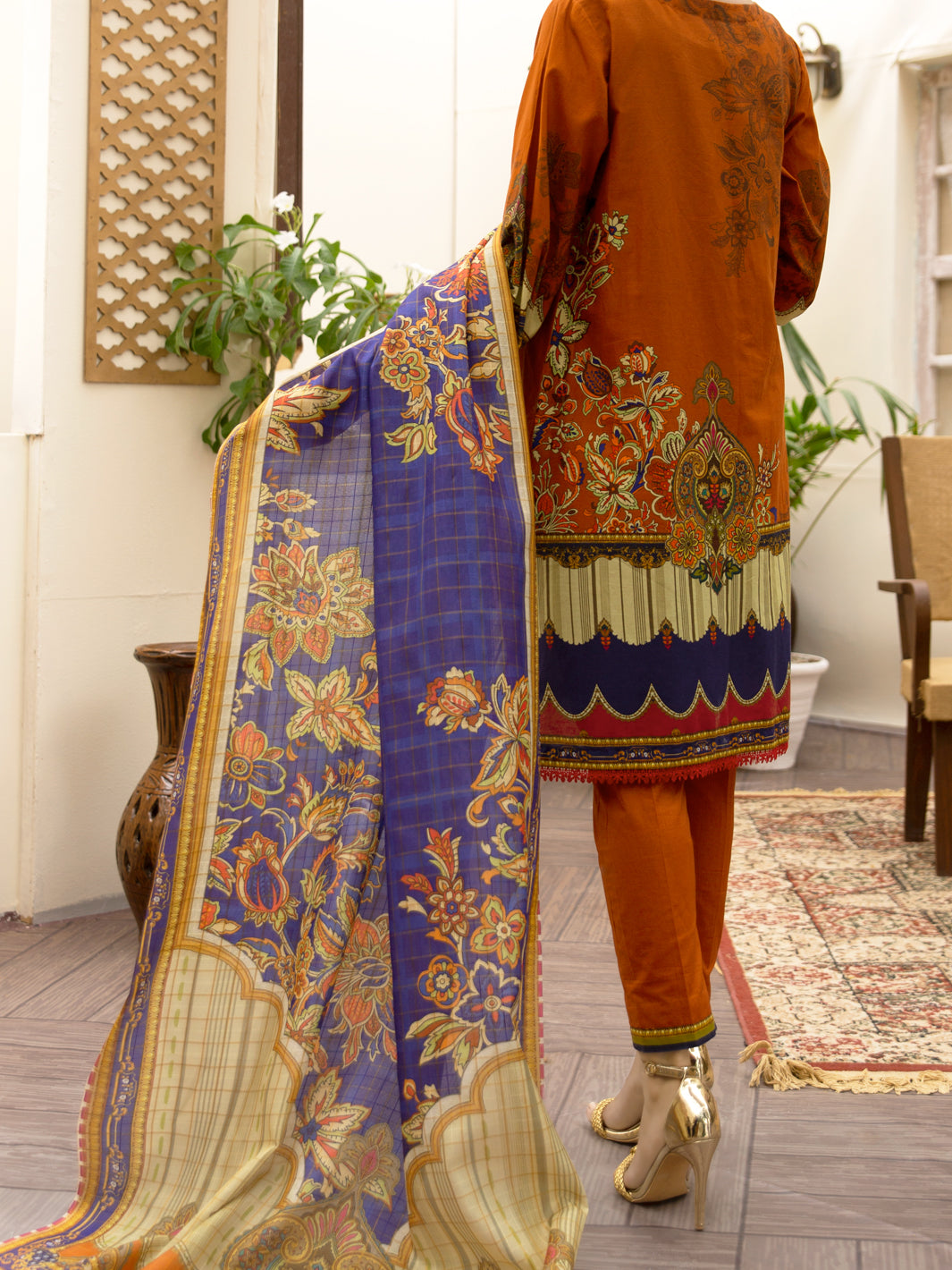 Terracotta Cambric 3 Piece Unstitched - ALP-3PS-1175