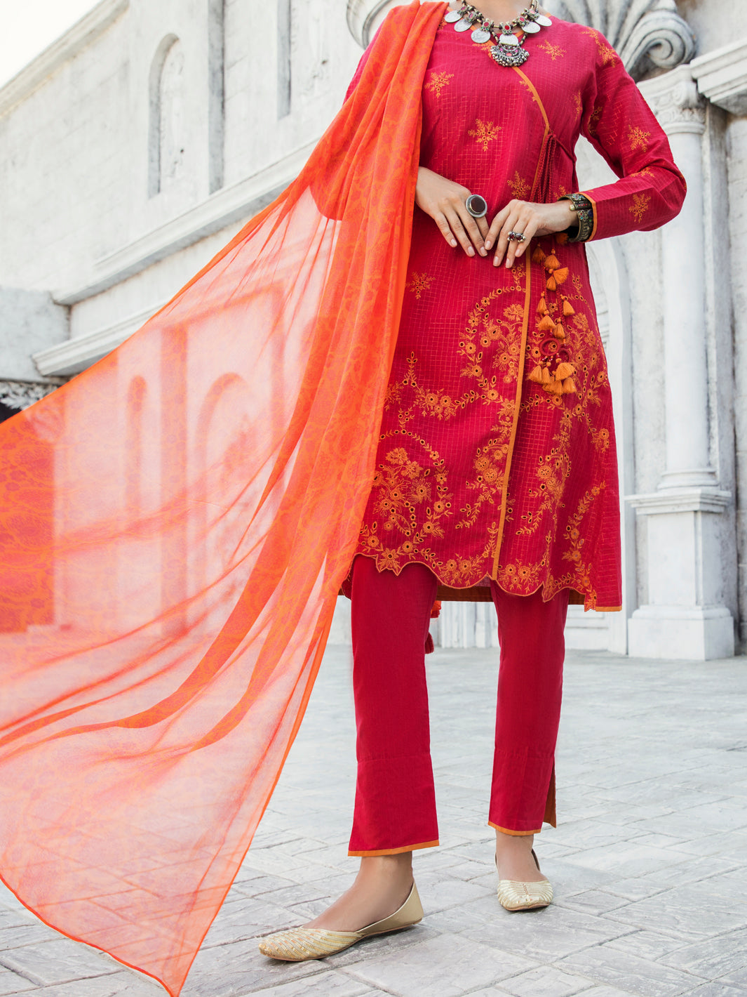 Pink Lurex Jacquard 3Pc Stitched - ALP-3PS-1190