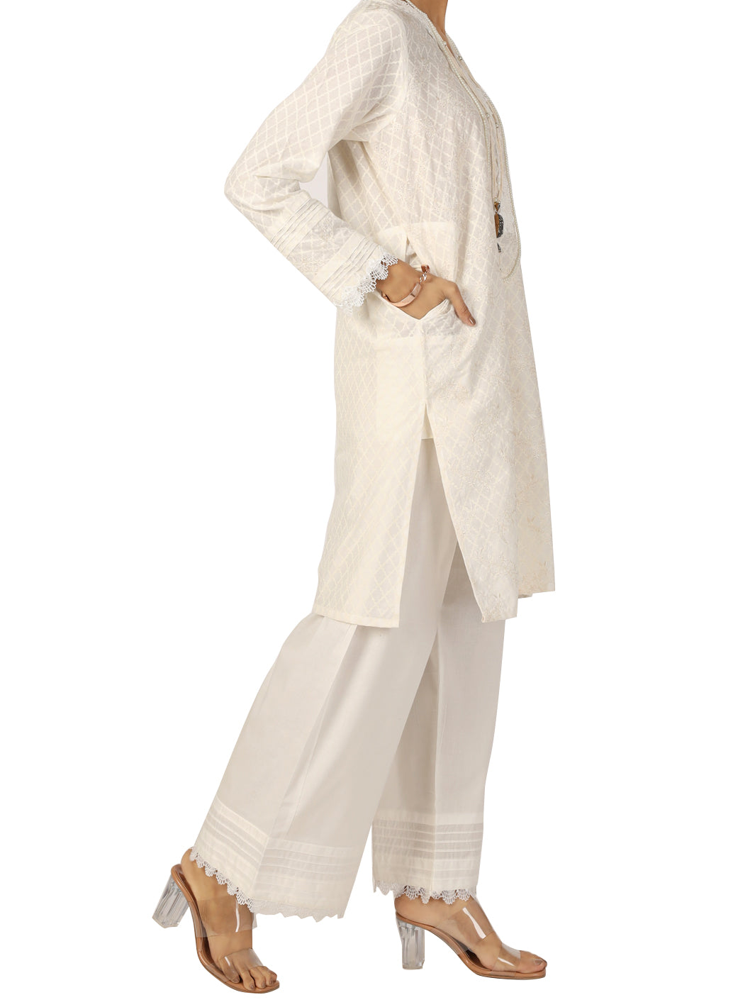 White 2Pc Stitched - AL-2PS-LKS-771
