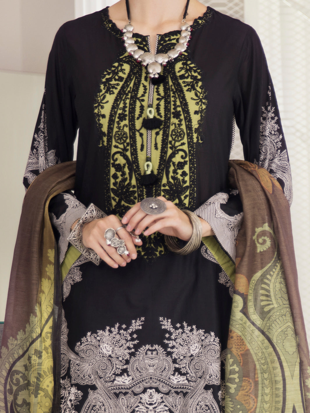 Black Lawn 3 Piece Stitched - ALP-3PS-1237