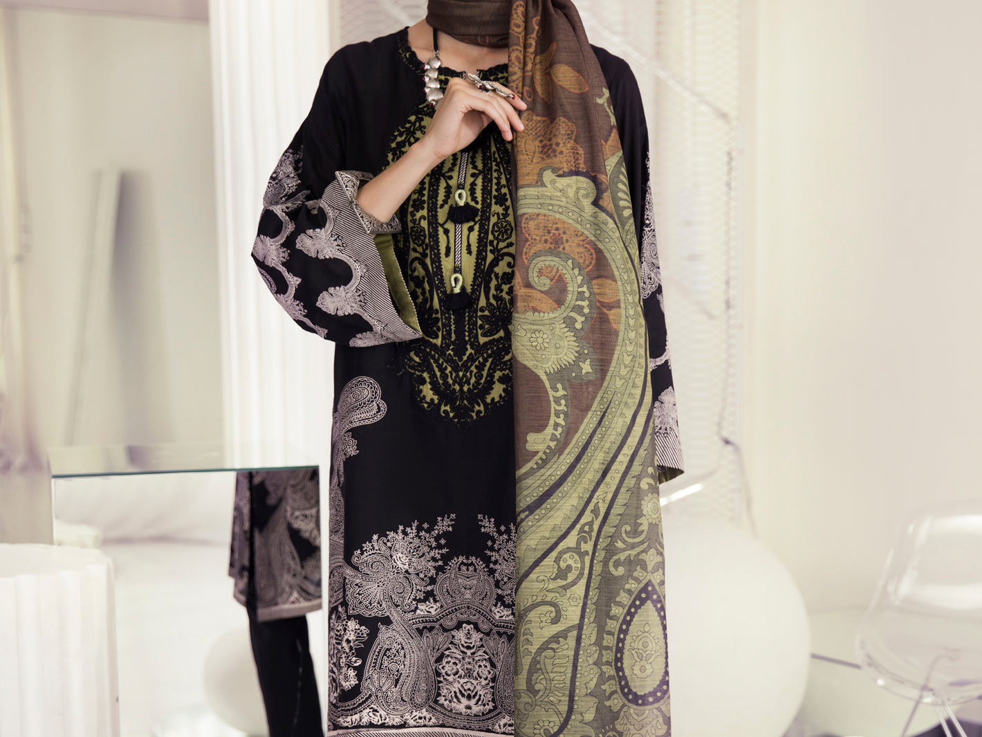 Black Lawn 3 Piece Stitched - ALP-3PS-1237
