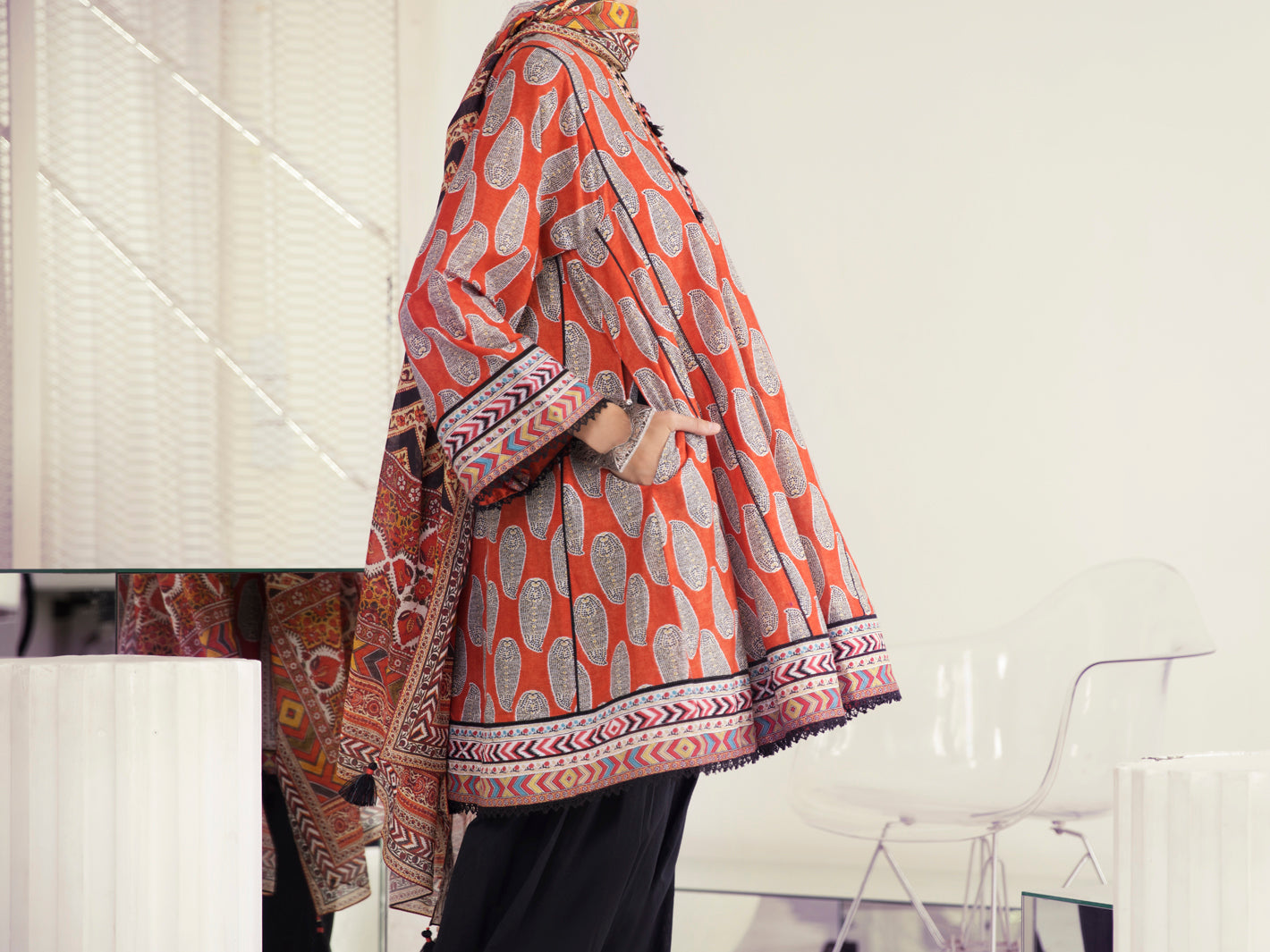 Orange Lawn 3Pc Unstitched - ALP-3PS-1238