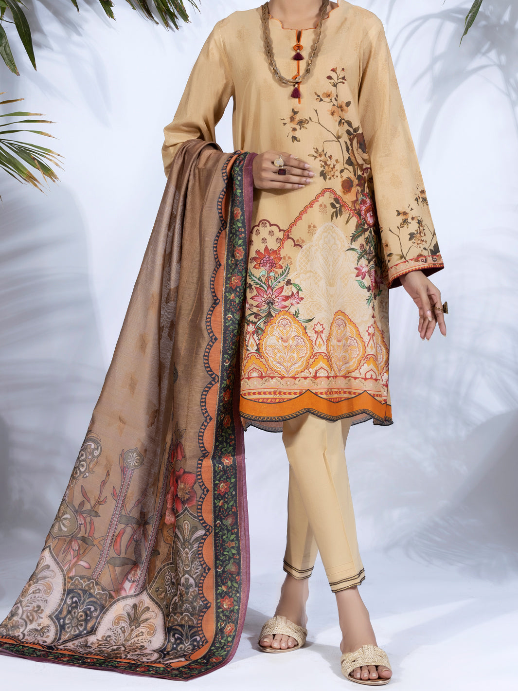 Beige Lawn 3Pc Stitched - ALP-3PS-1246