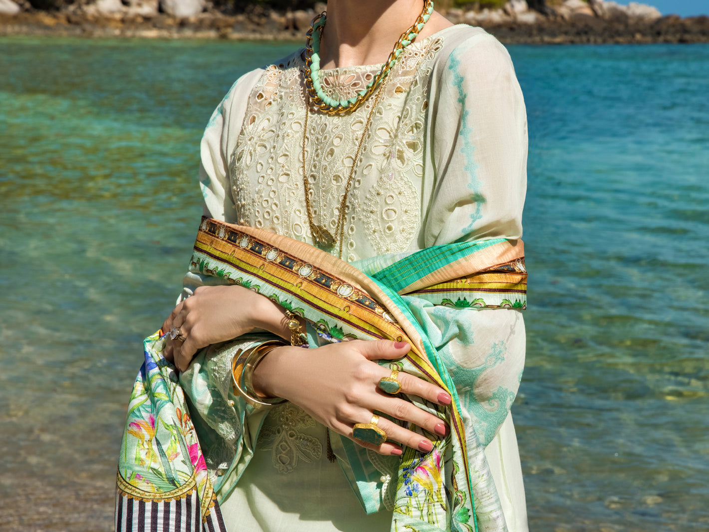 Sage Green Jacquard 3 Piece Stitched - ALP-3PS-1252