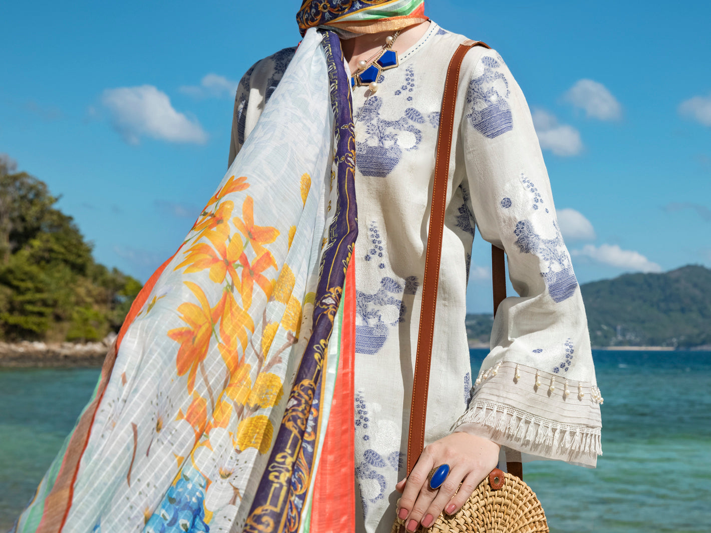 Ice Blue Cotton Jacquard 3 Piece Unstitched - ALP-3PS-1253