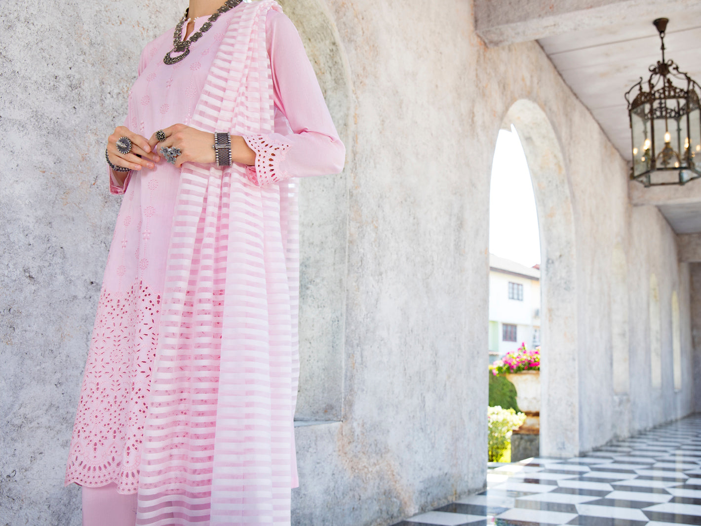 Pink Schiffli Lawn 3Pc Unstitched - ALP-3PS-1257
