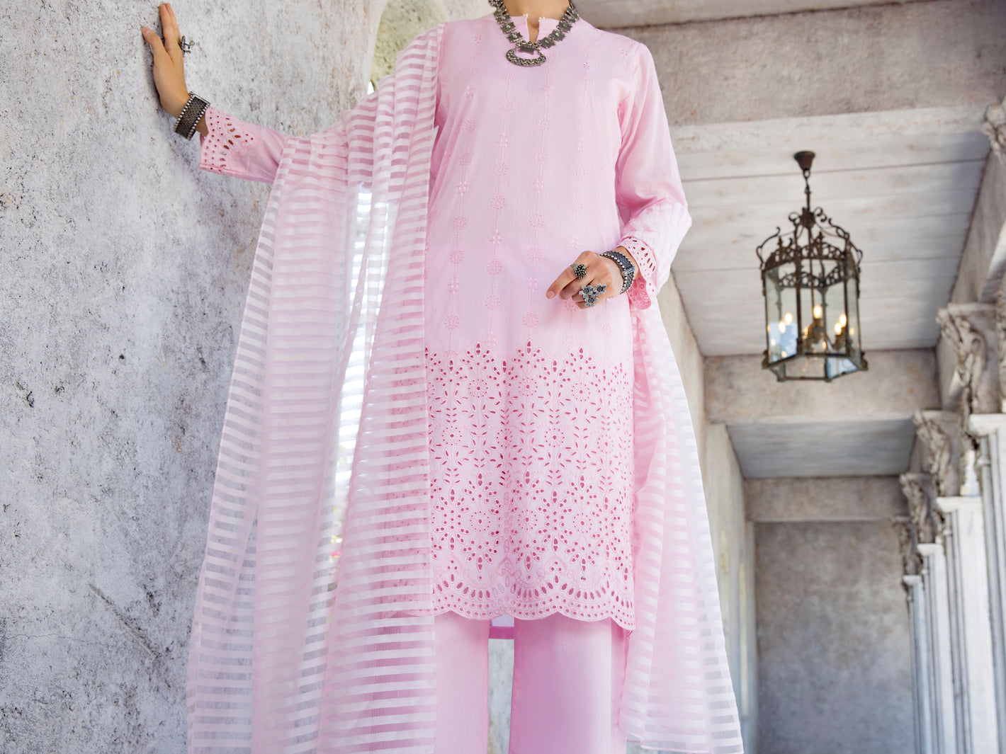 Pink Schiffli Lawn 3Pc Unstitched - ALP-3PS-1257
