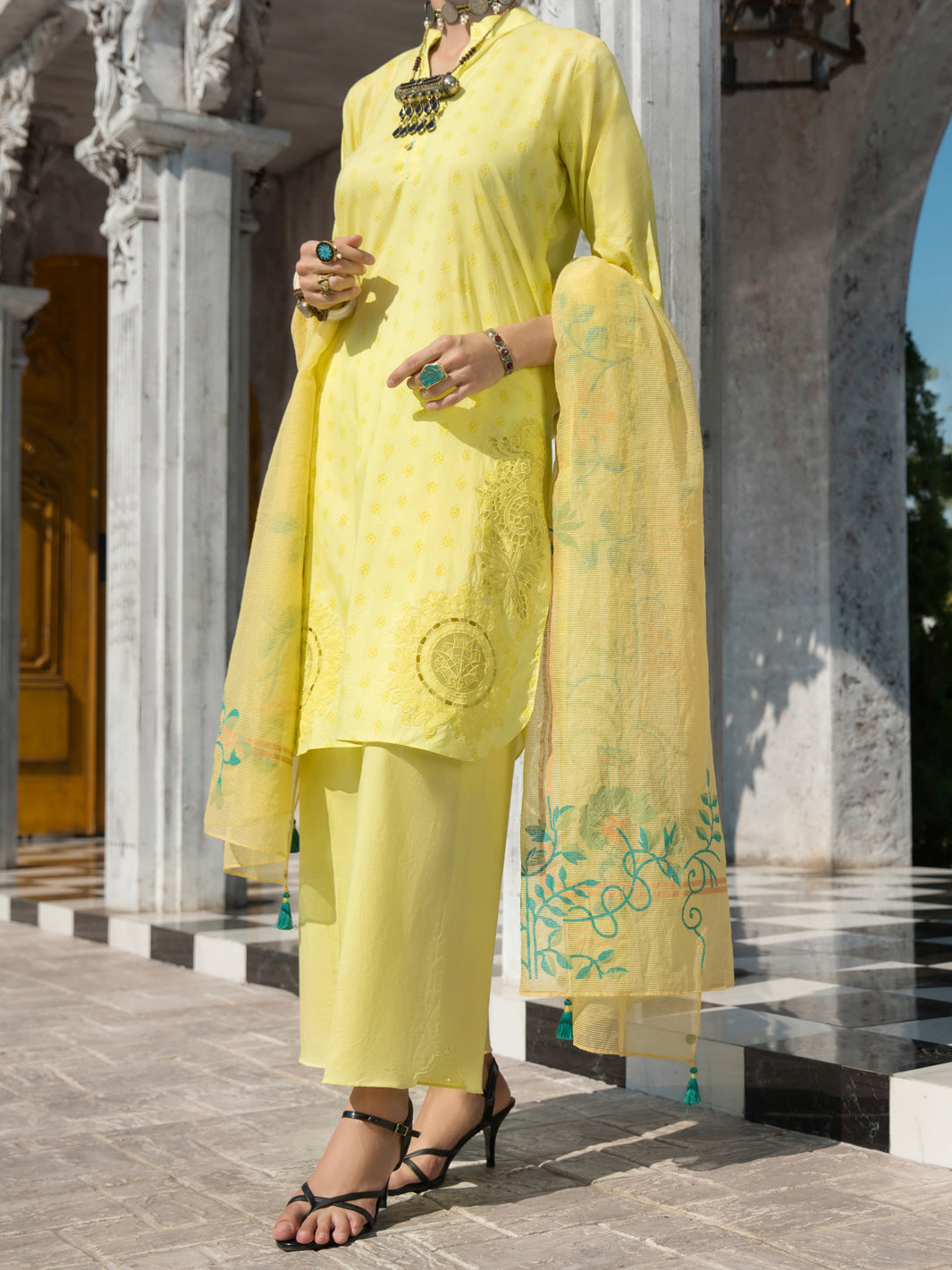 Parrot Green Lawn 3Pc Unstitched - ALP-3PS-1258