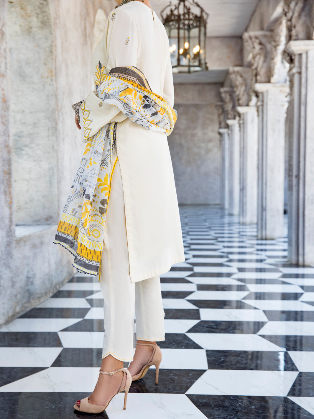 Off White Self-Jacquard 3 Piece Unstitched - ALP-3PS-1259