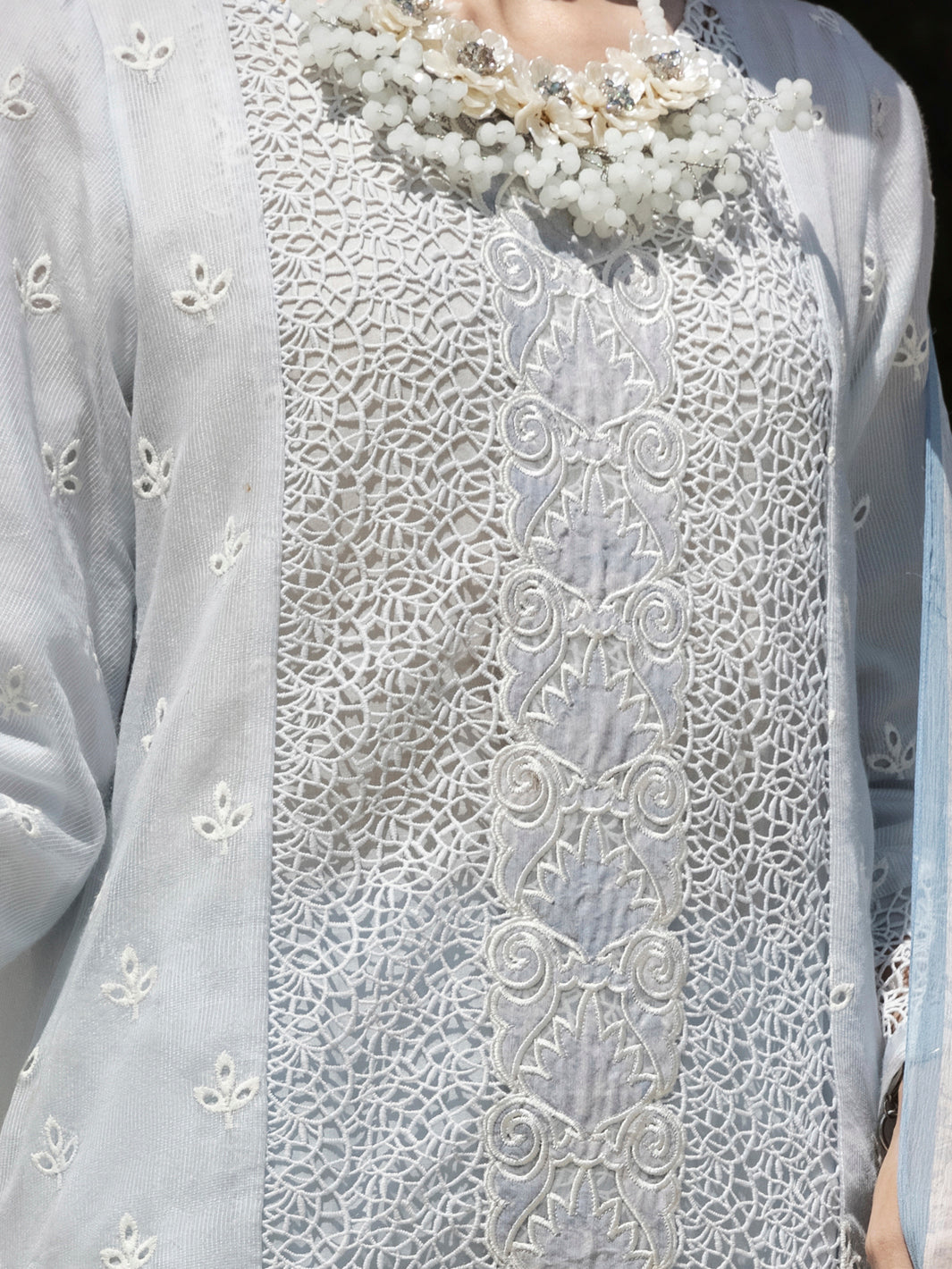 Light Grey Khaddi Net 3 Piece Stitched - ALP-3PS-1273