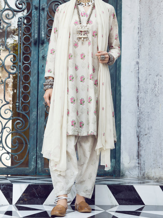 Beige Lawn 3Pc Stitched - ALP-3PS-1297
