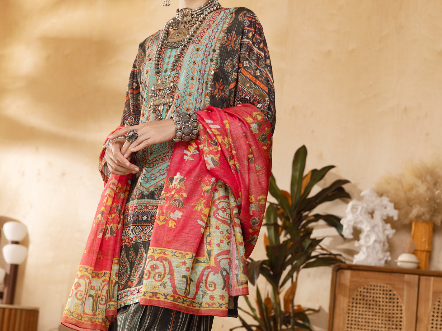 Green Hand-Woven Lurex 3 Piece Stitched - ALP-3PS-1302