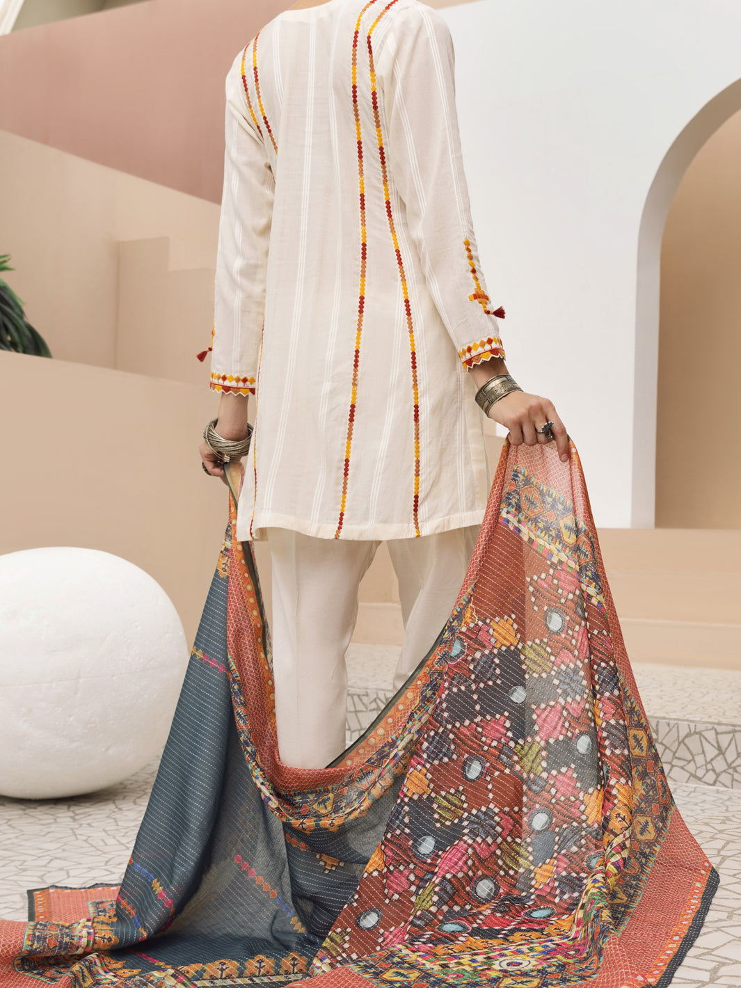 Off White Woolen 3Pc Unstitched - ALP-3PS-1313