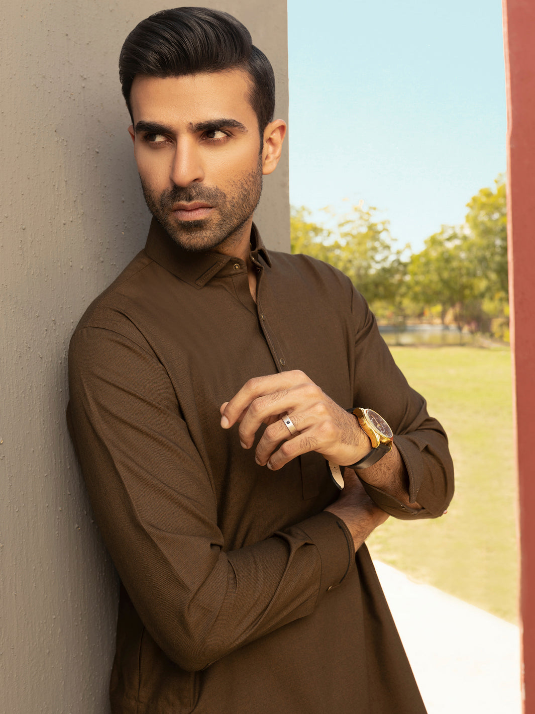 Brown Kameez Shalwar - ALWA-KS-288