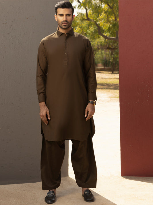 Brown Kameez Shalwar - ALWA-KS-288
