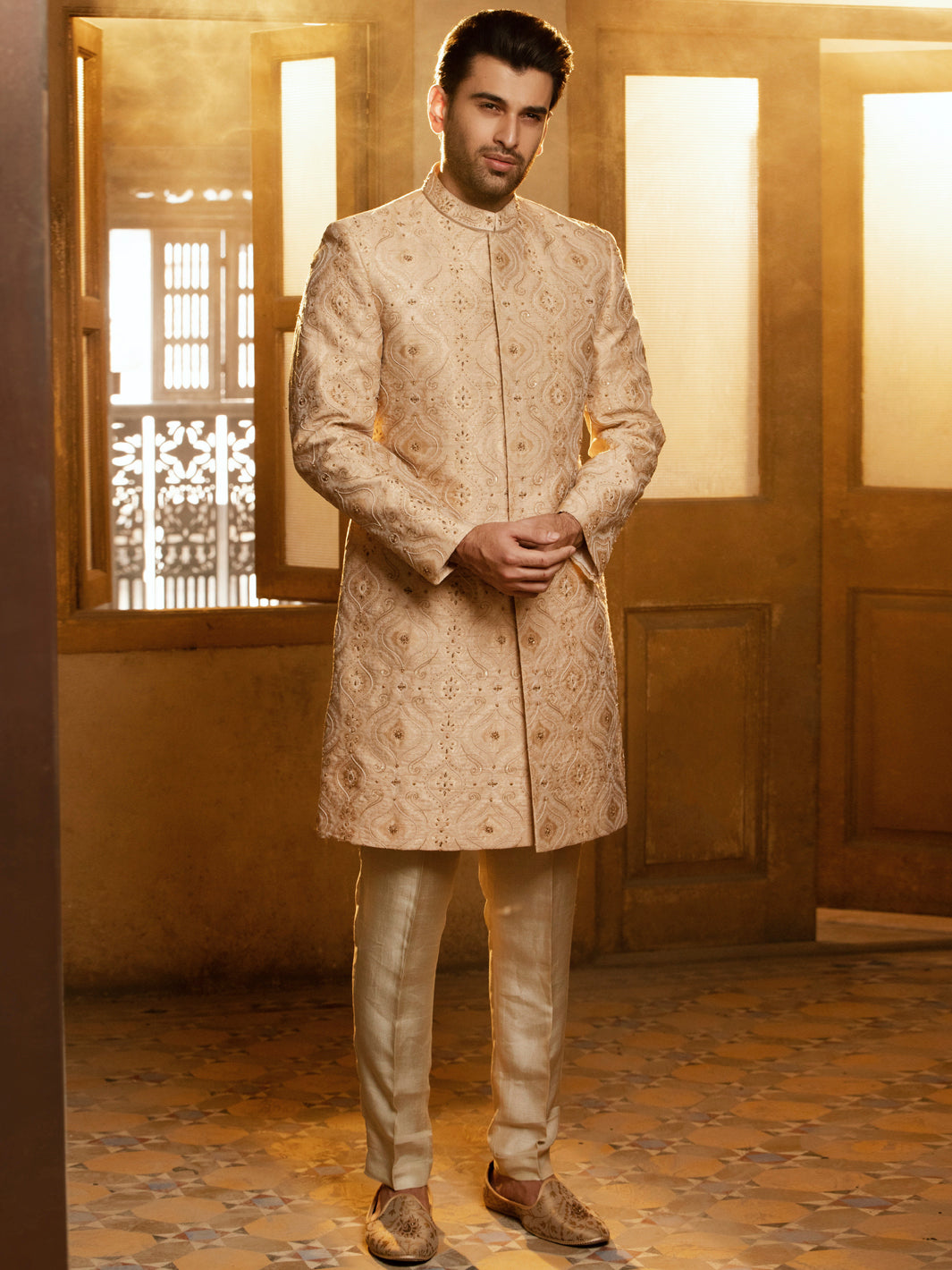 Fawn Blended Sherwani AL-SW-132 – Almirah1