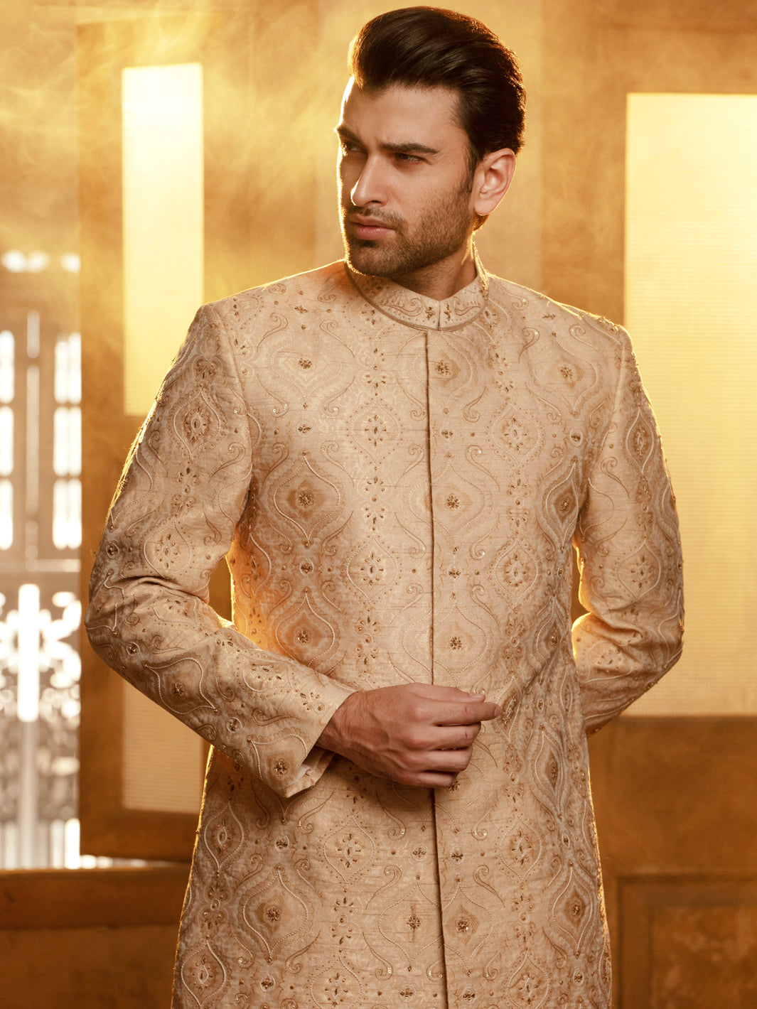 Fawn Blended Sherwani - AL-SW-132