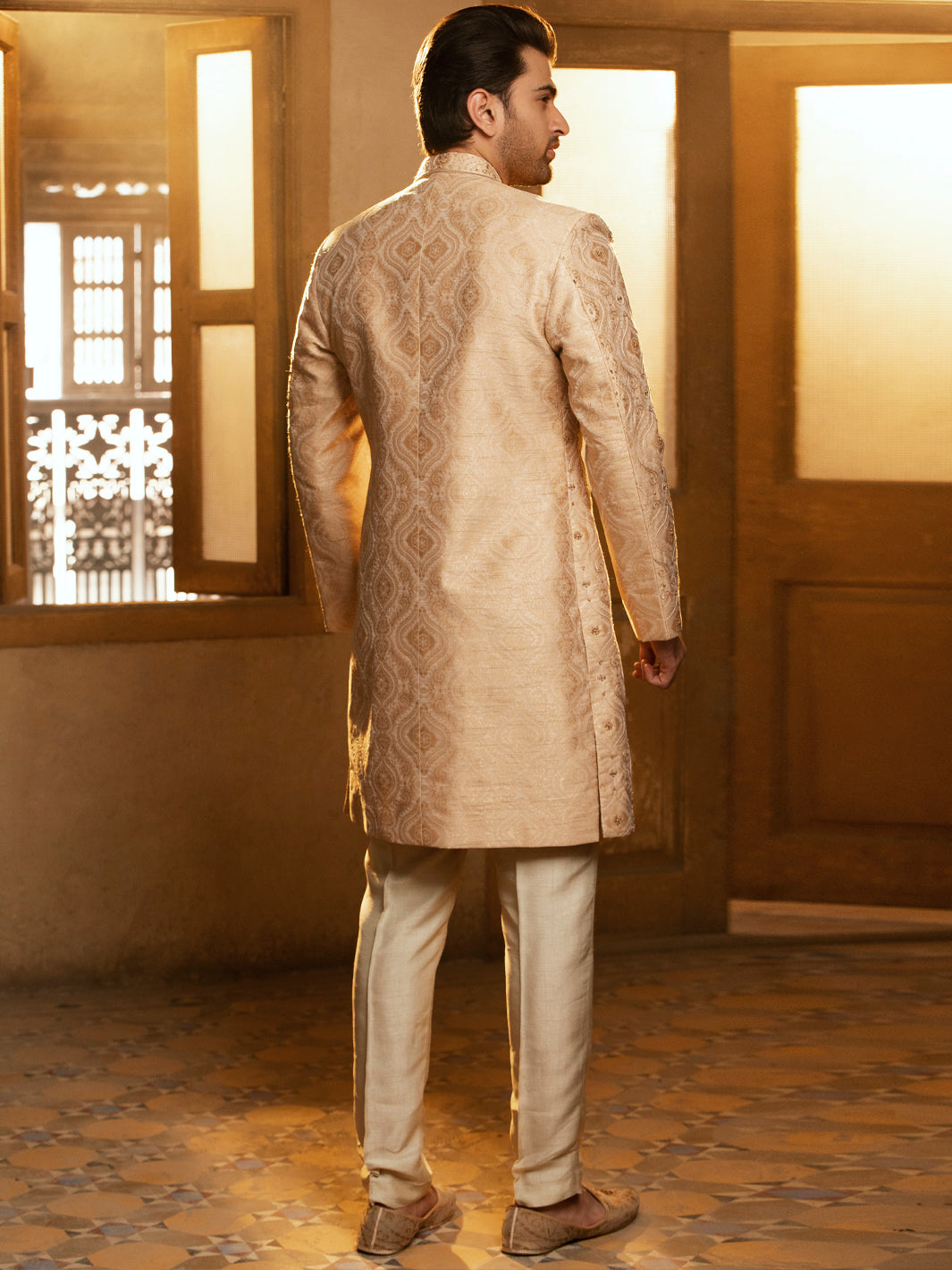 Fawn Blended Sherwani - AL-SW-132