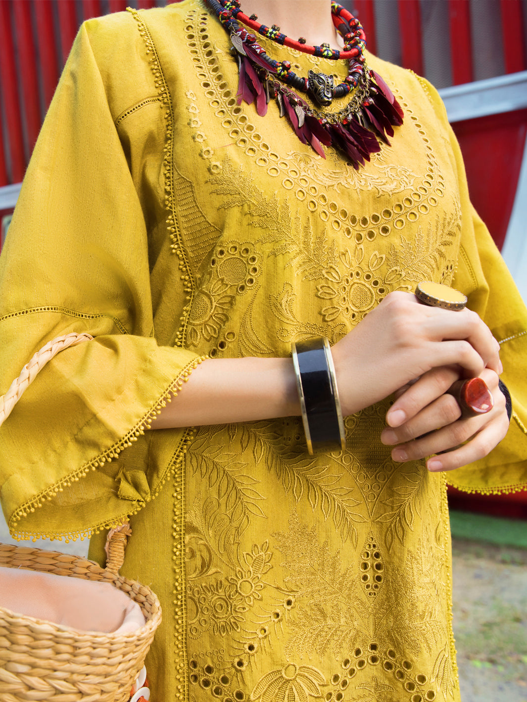 Lime Green Khaddi Net Tunic - ALP-LK-1350