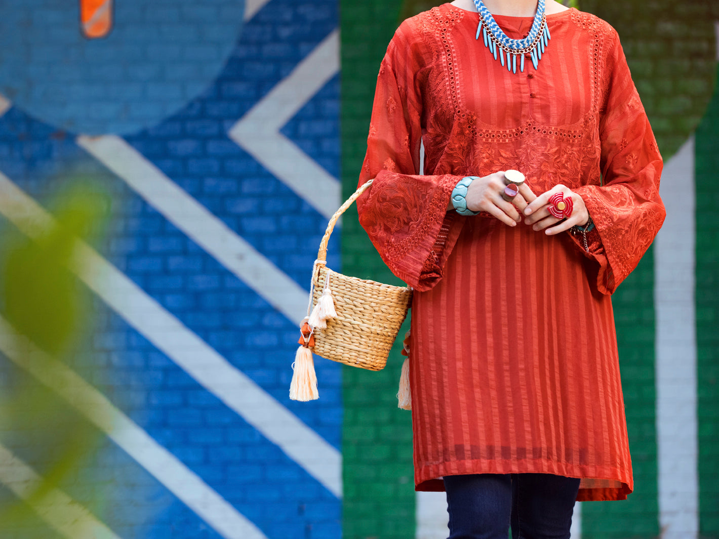Rust Khaddi Net Tunic - ALP-LK-1351