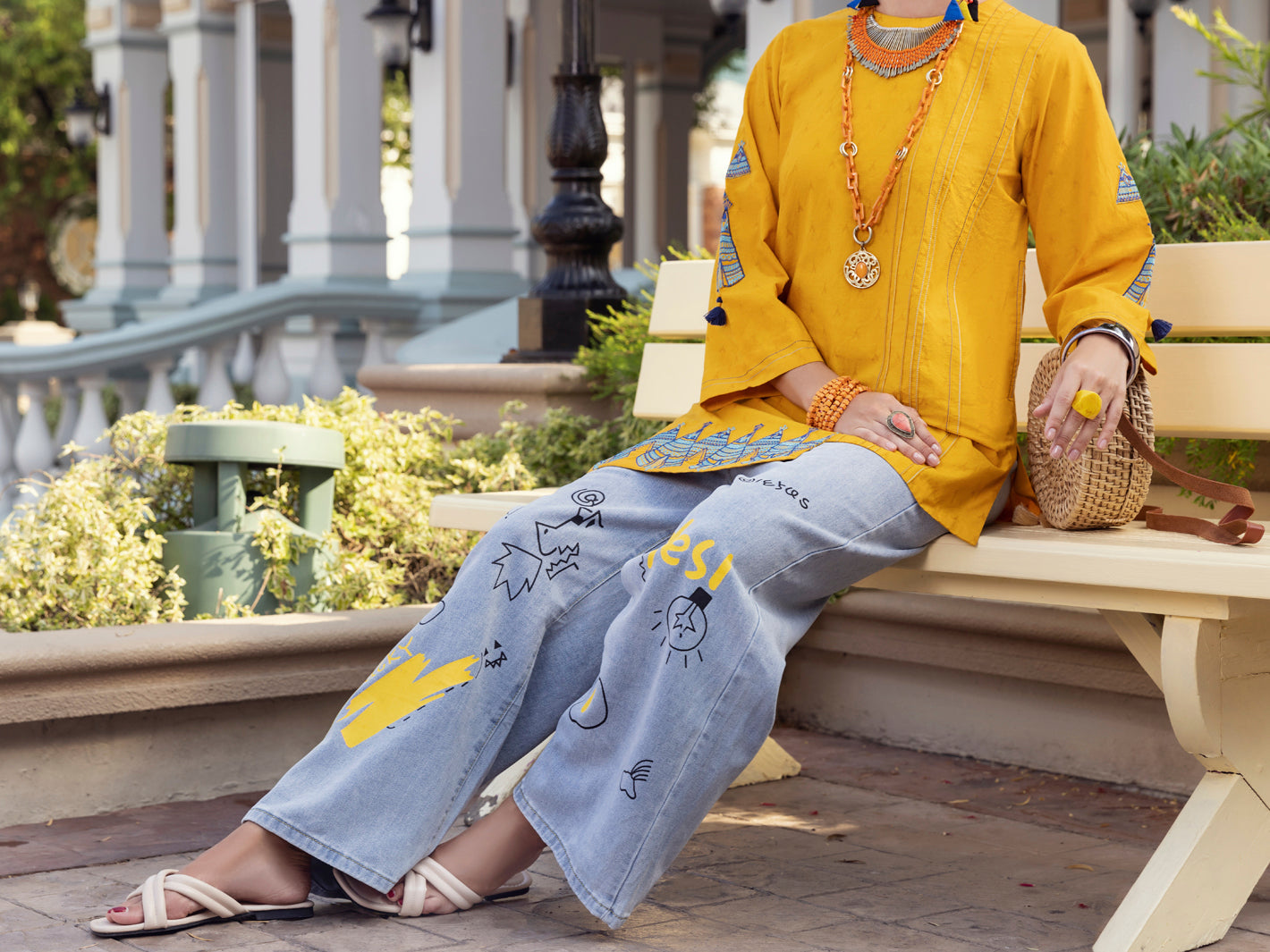 Mustard Dobby Tunic - ALP-LK-1358
