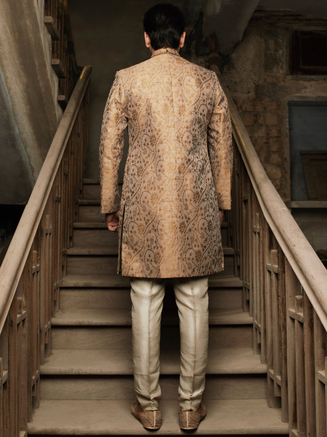 Beige Blended Sherwani - AL-SW-135