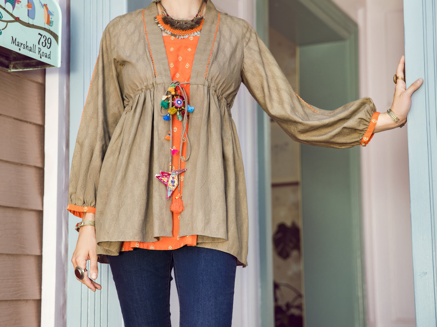 Army Green Dobby Tunic - ALP-LK-1365