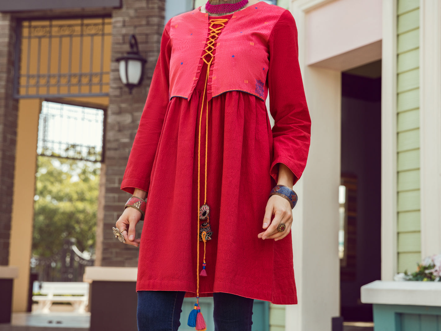 Maroon Dobby Tunic - ALP-LK-1367