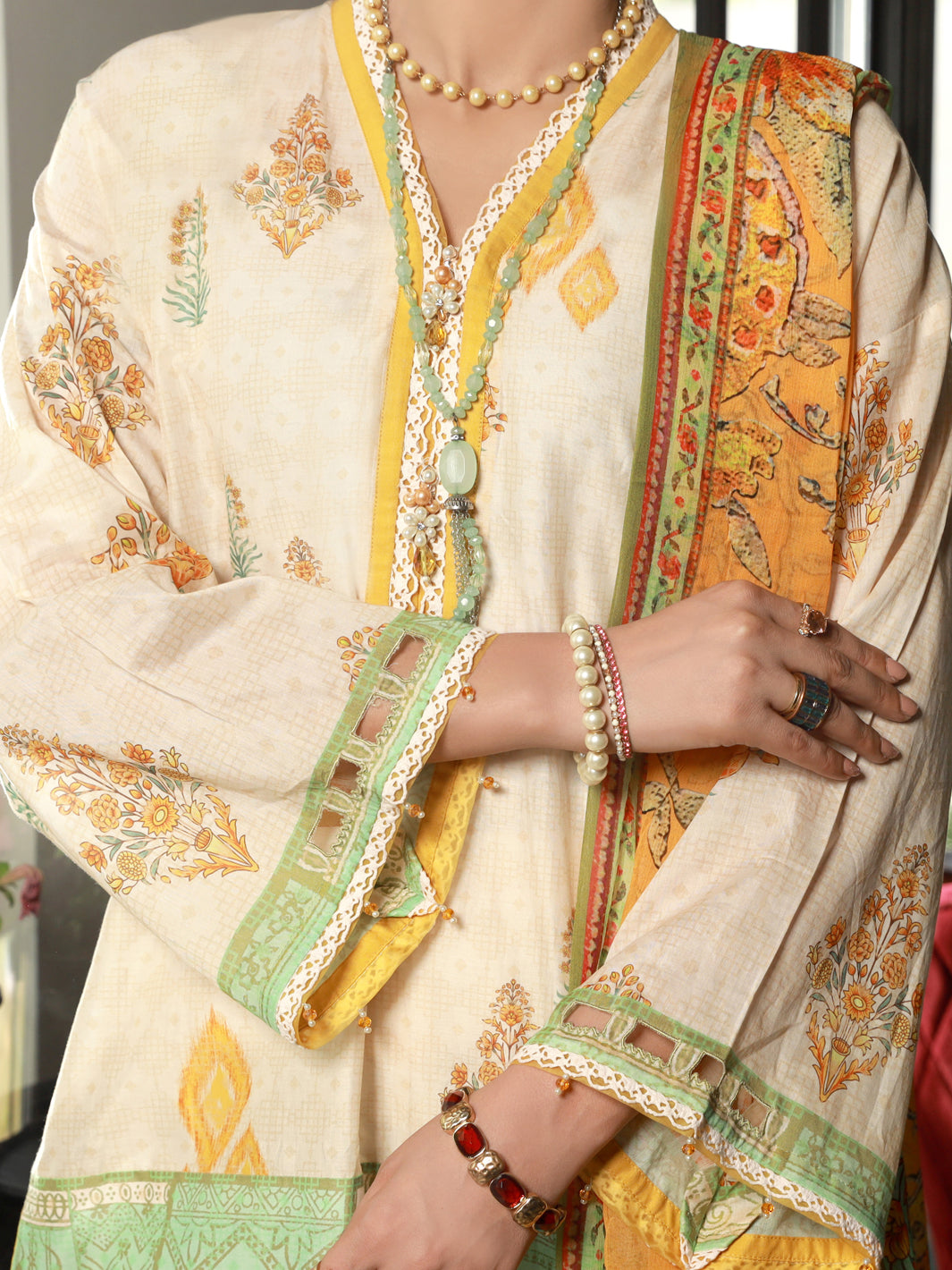 Peach Lawn 3Pc Unstitched - ALP-3PS-1396