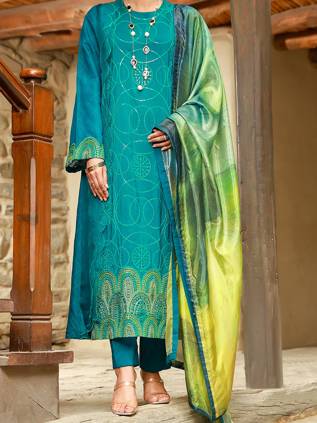 Sea Green 3 Piece Unstitched - ALP-3PS-1405