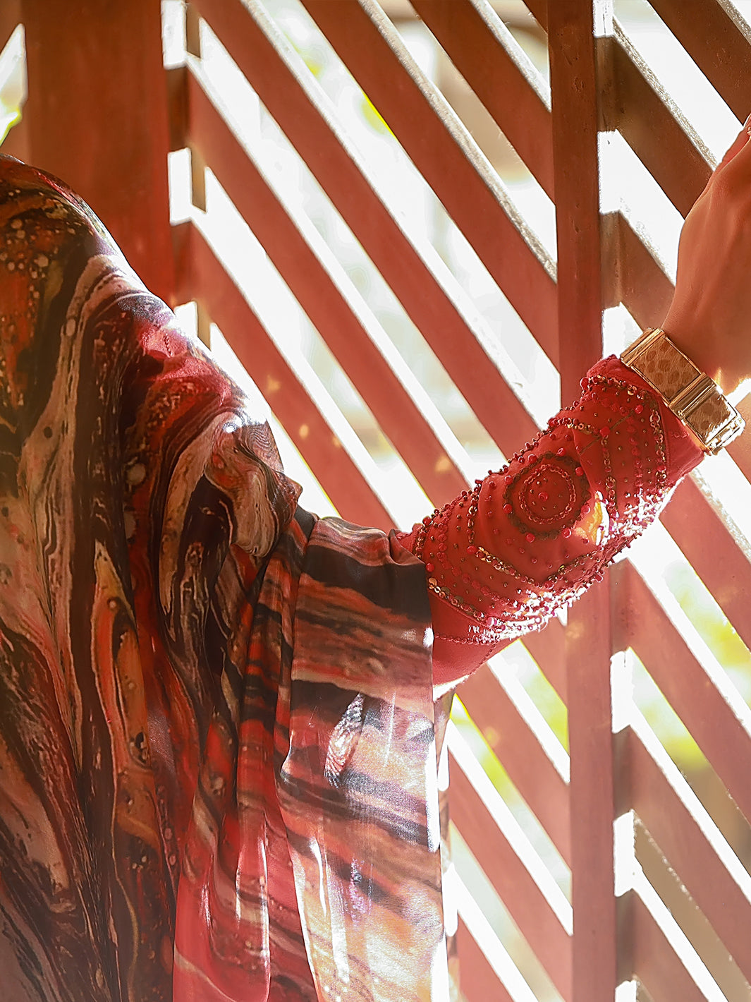 Orange Chanderi 3Pc Stitched - ALP-3PS-1407