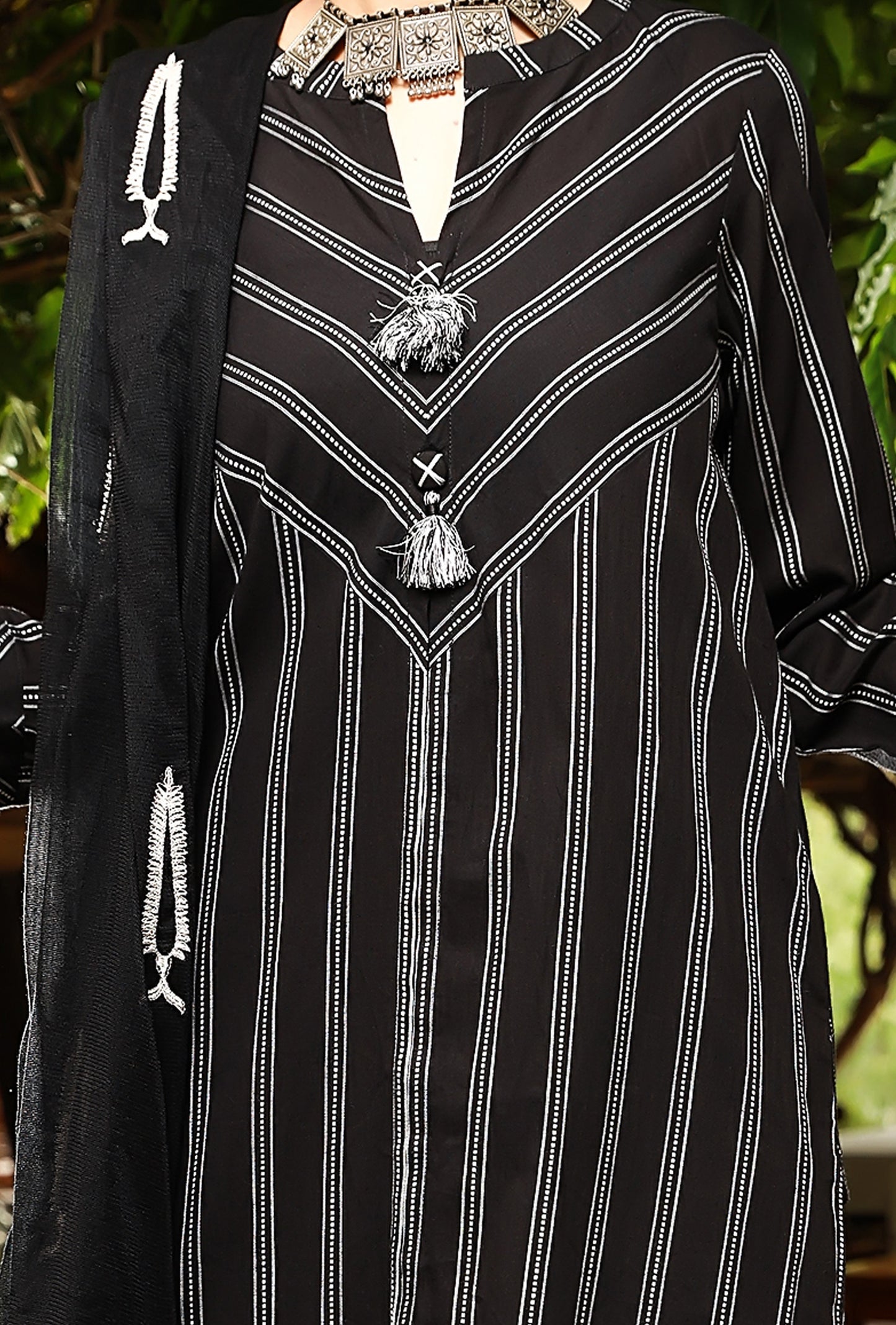 Black Dyed 3Pc Stitched - ALP-3PS-1410