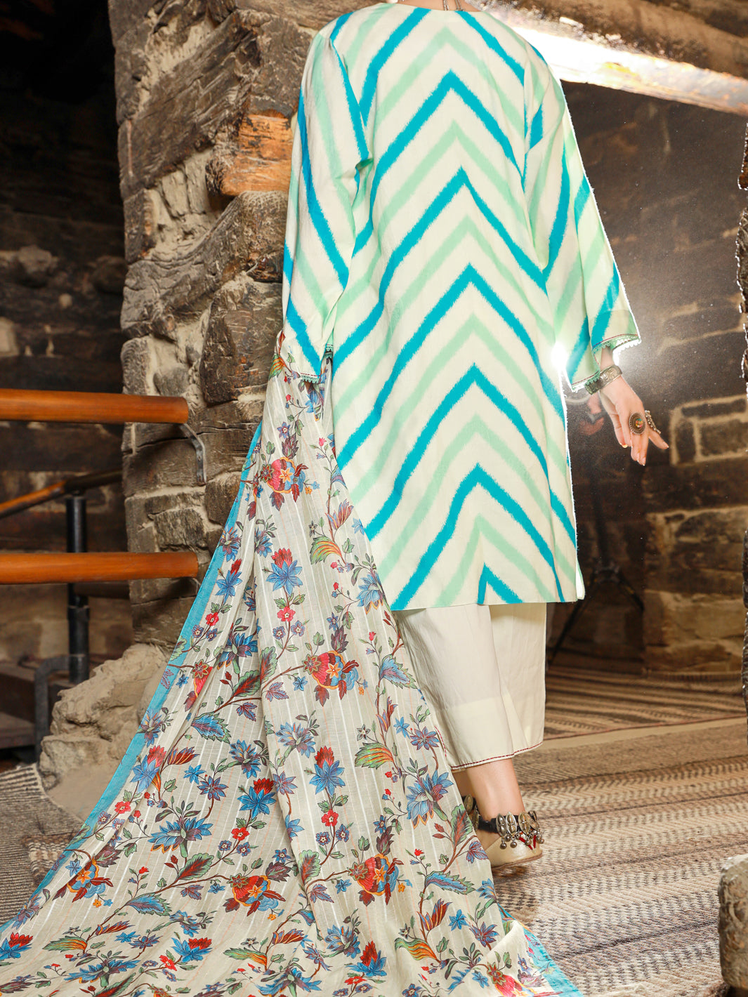Ice Blue Jacquard 3Pc Stitched - ALP-3PS-1416