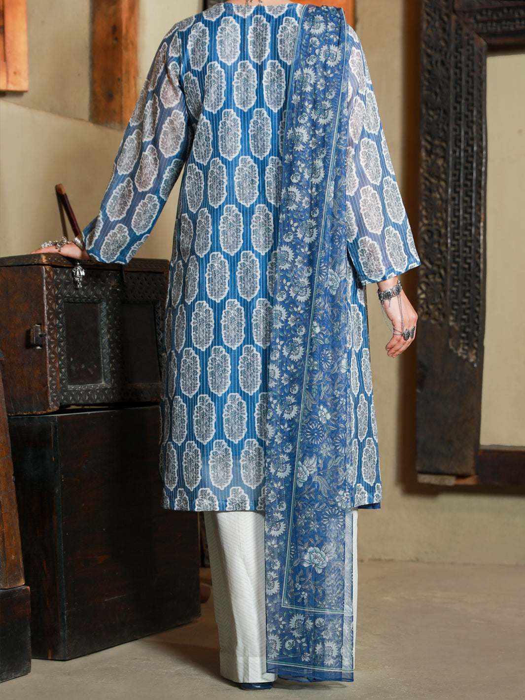 Blue Jacquard 3Pc Stitched - ALP-3PS-1417