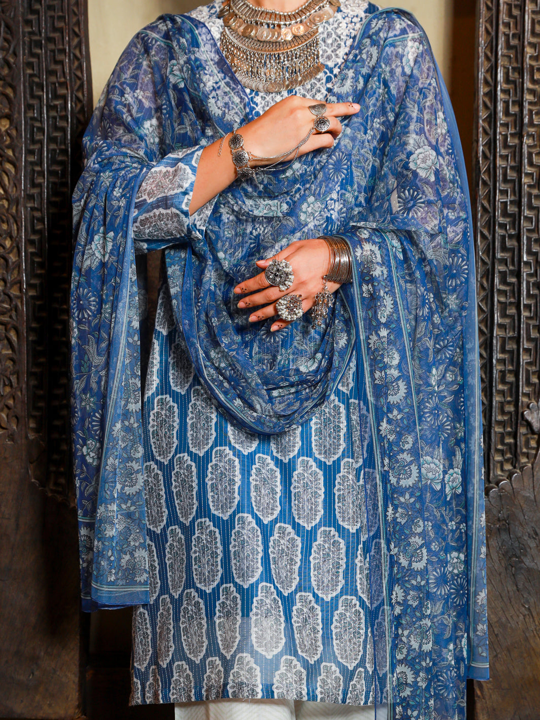 Blue Jacquard 3Pc Stitched - ALP-3PS-1417