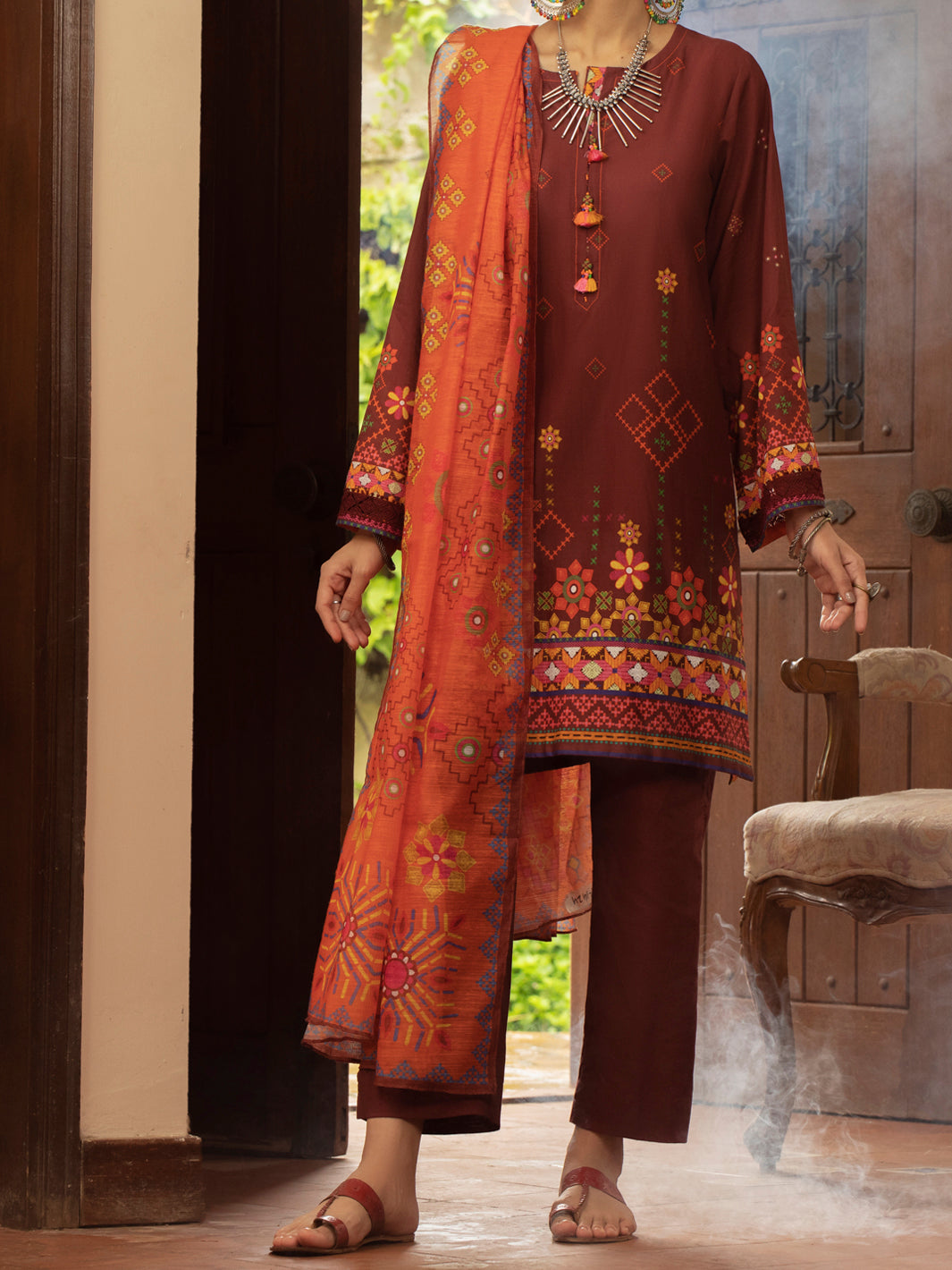 Maroon Cambric 3 Piece Unstitched - ALP-3PS-1424
