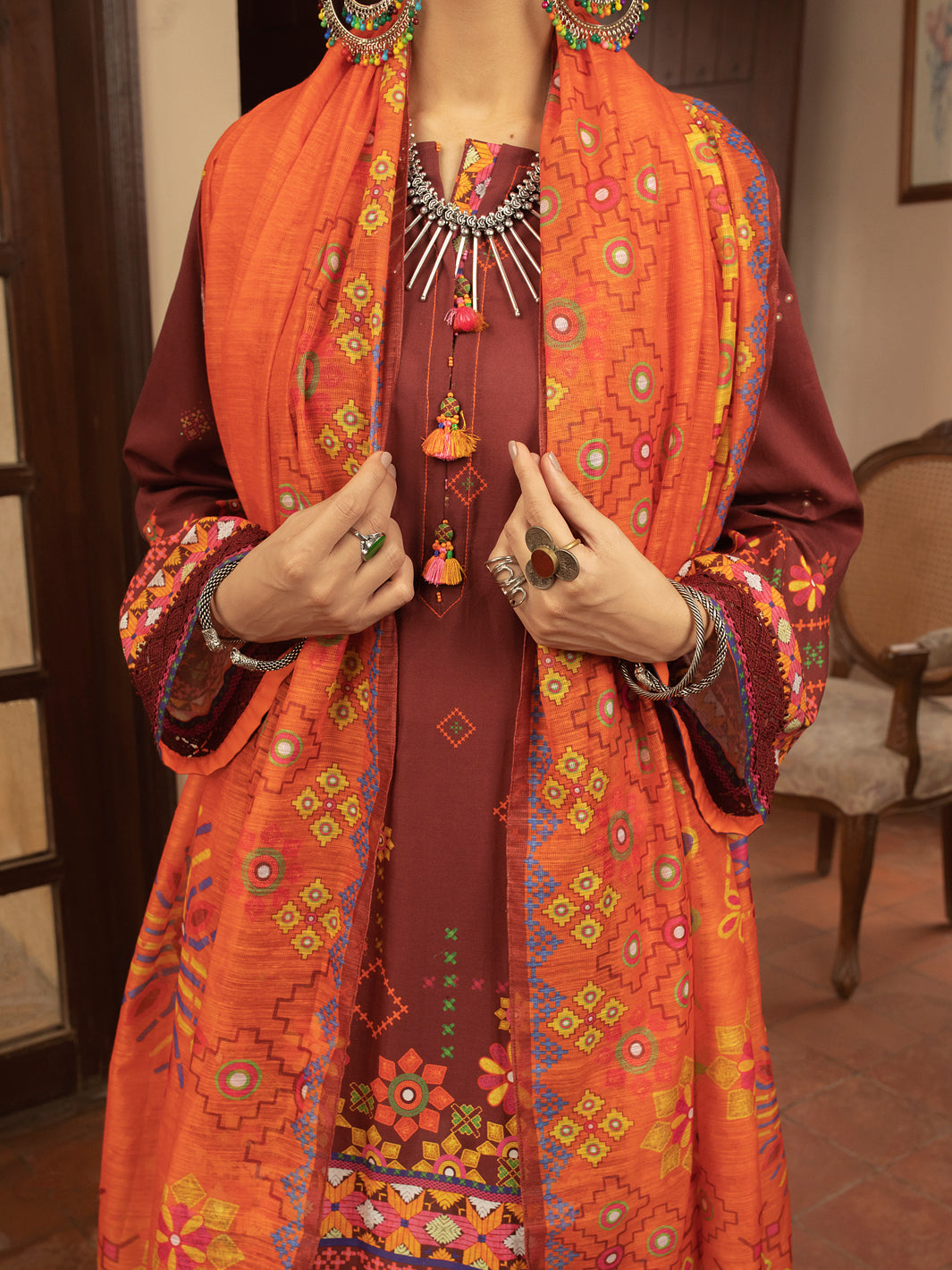 Maroon Cambric 3 Piece Unstitched - ALP-3PS-1424