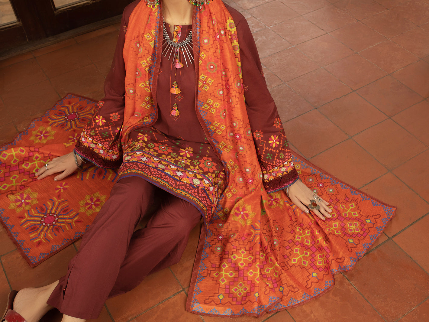 Maroon Cambric 3 Piece Unstitched - ALP-3PS-1424