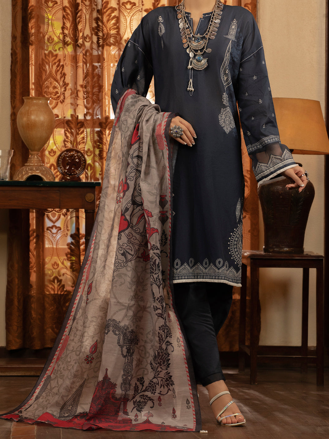 Blue Cambric 3Pc Unstitched - ALP-3PS-1425