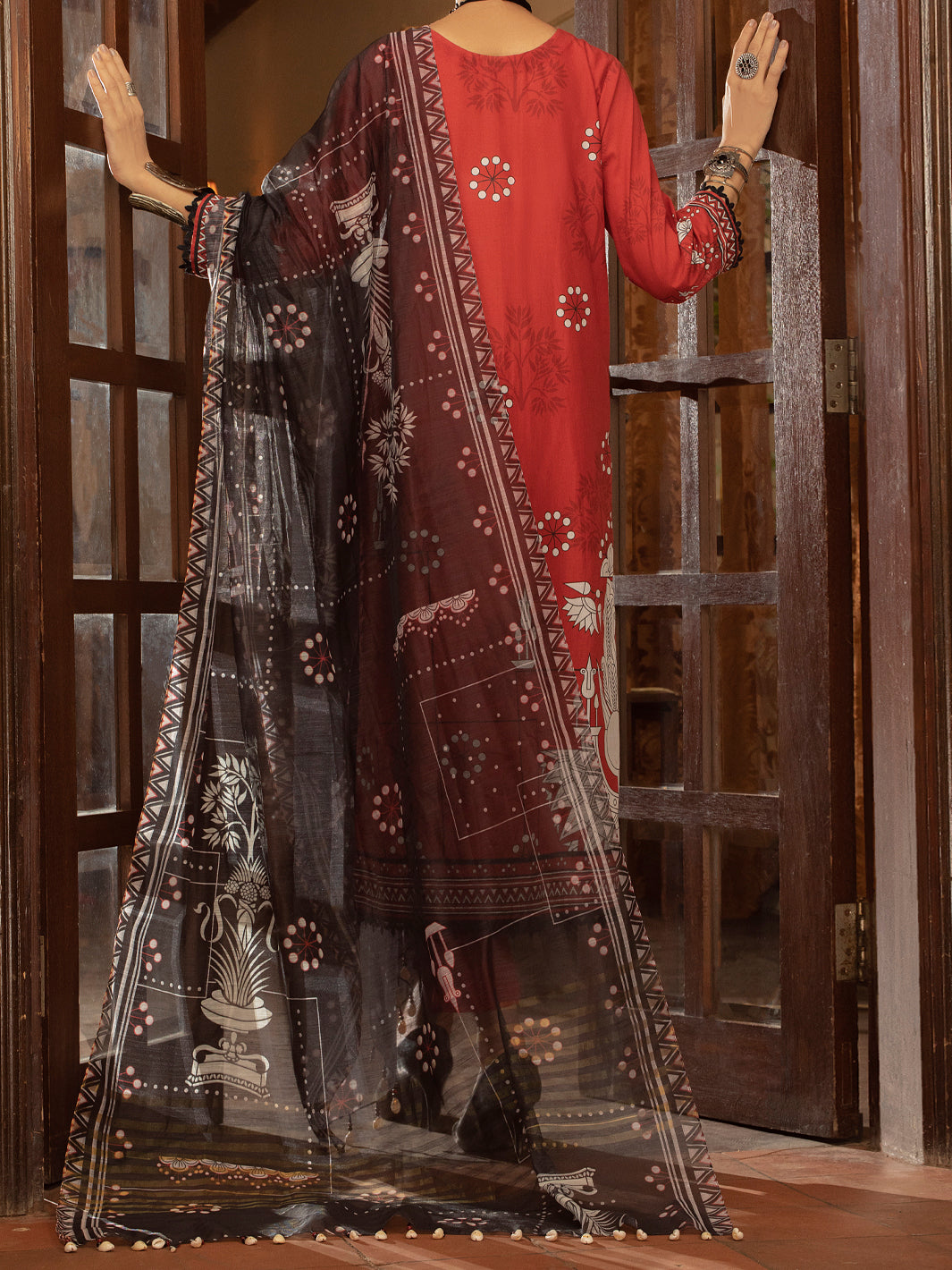 Red Cambric 3 Piece Stitched - ALP-3PS-1426