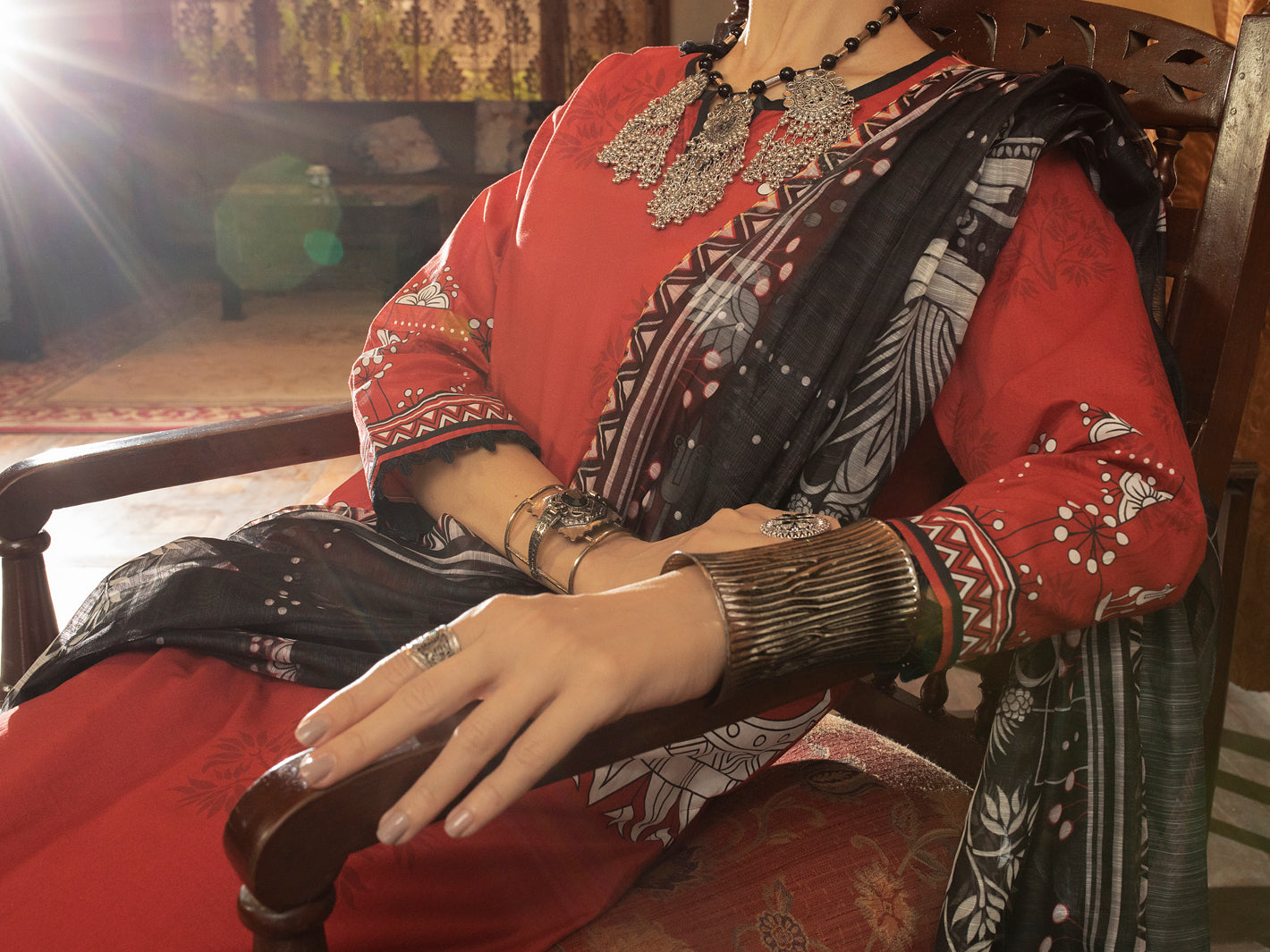 Red Cambric 3 Piece Stitched - ALP-3PS-1426
