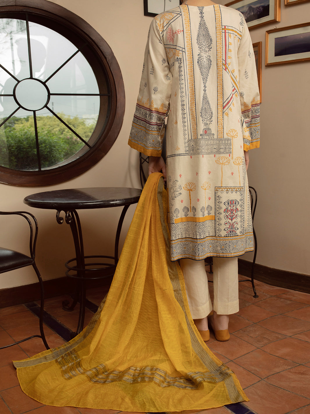 Beige Cambric 3 Piece Stitched - ALP-3PS-1431