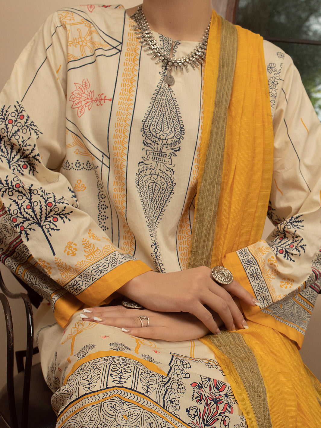 Beige Cambric 3 Piece Stitched - ALP-3PS-1431