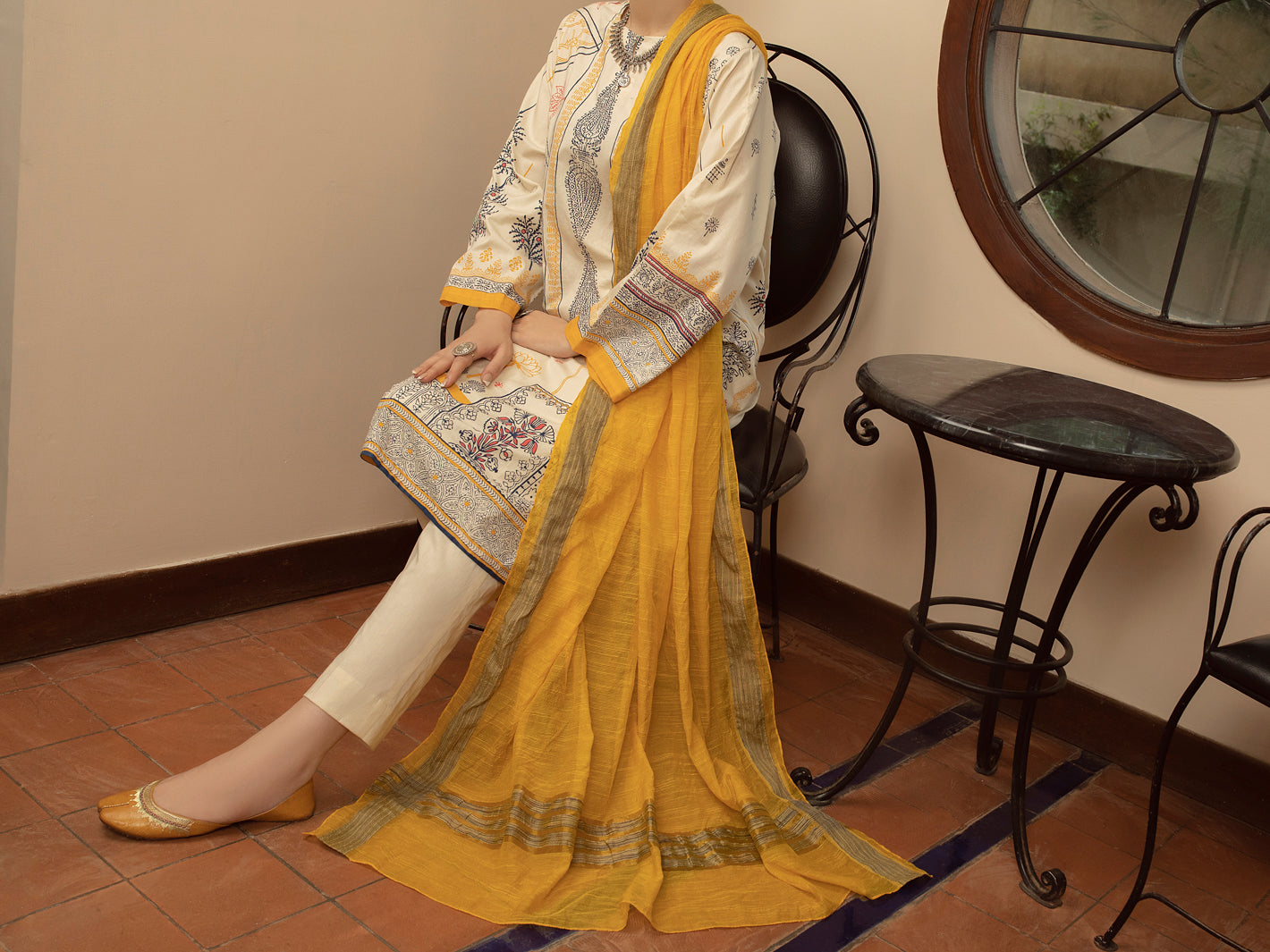 Beige Cambric 3 Piece Stitched - ALP-3PS-1431