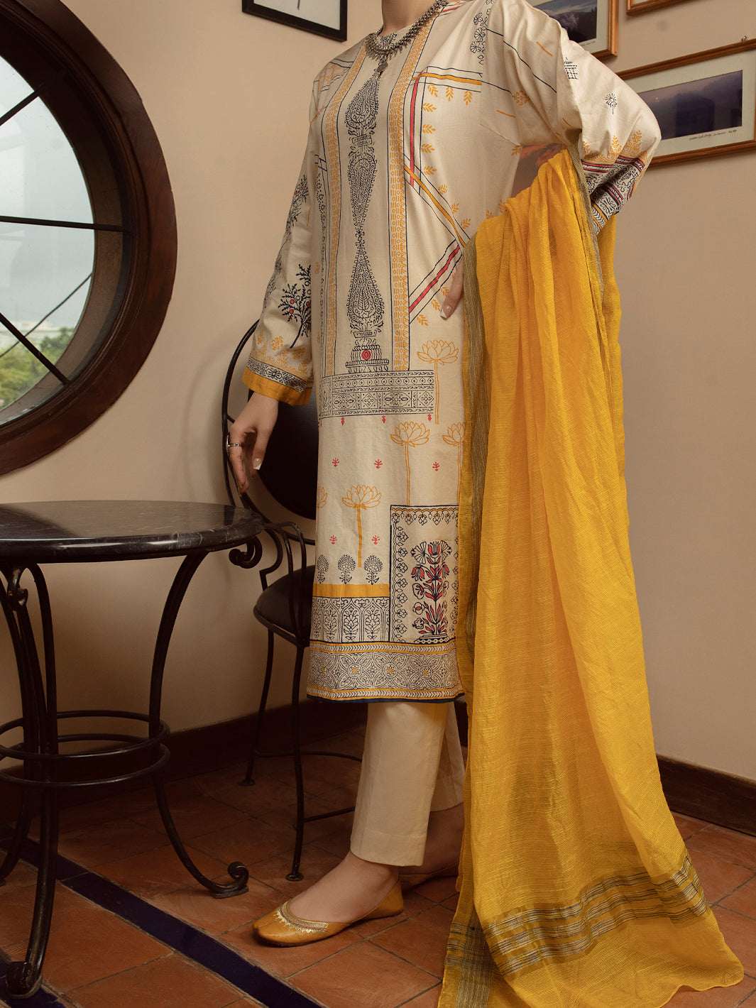 Beige Cambric 3 Piece Stitched - ALP-3PS-1431