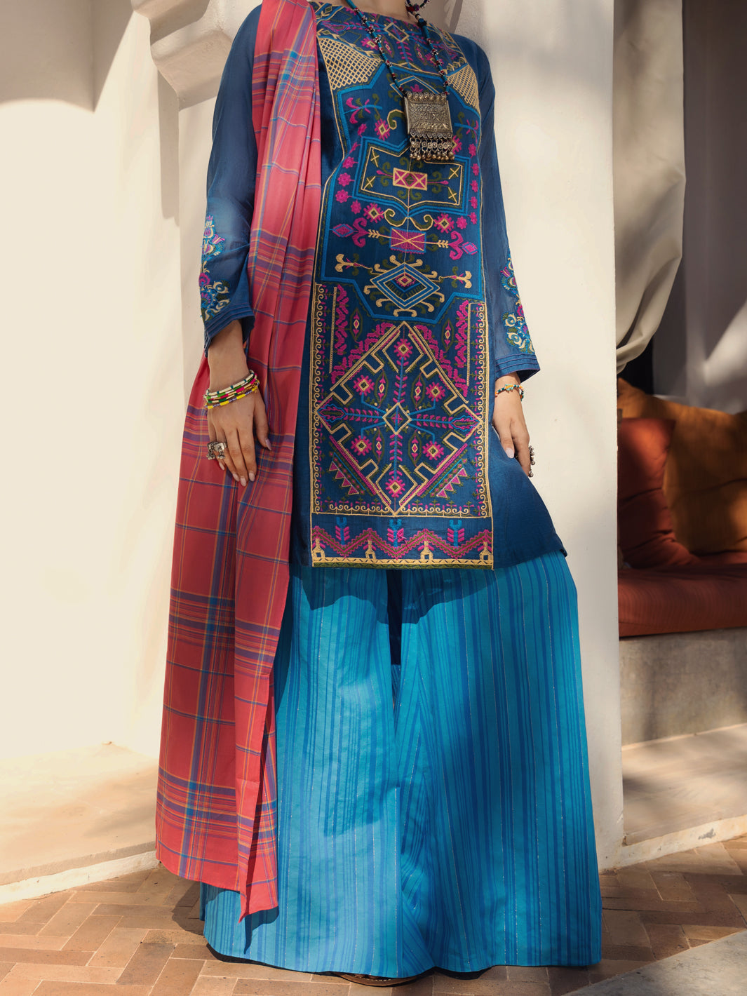 Blue Poly-Cotton 3 Piece Stitched - ALP-3PS-1440