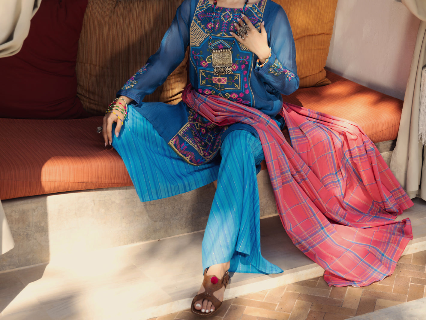 Blue Poly-Cotton 3 Piece Stitched - ALP-3PS-1440