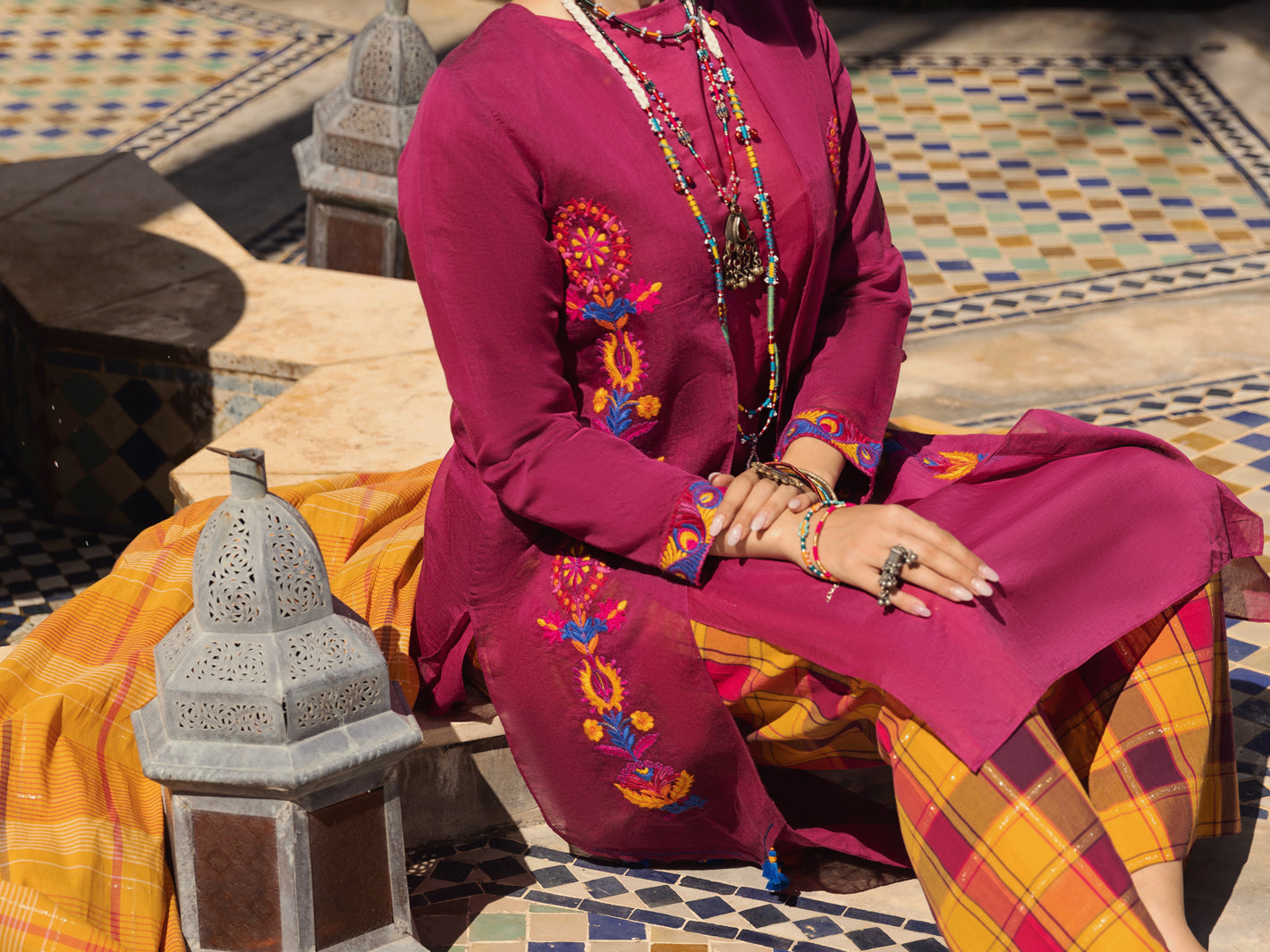 Magenta Poly-Cotton 3 Piece Stitched - ALP-3PS-1442
