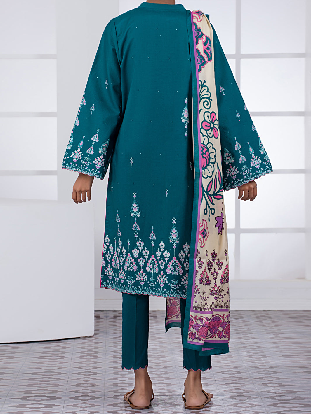 Teal Lawn 2Pc Unstitched - ALP-2PS-1447A